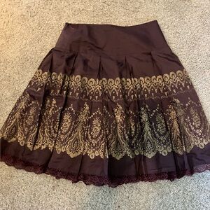 Brown and Gold Steampunk Pleated Skirt